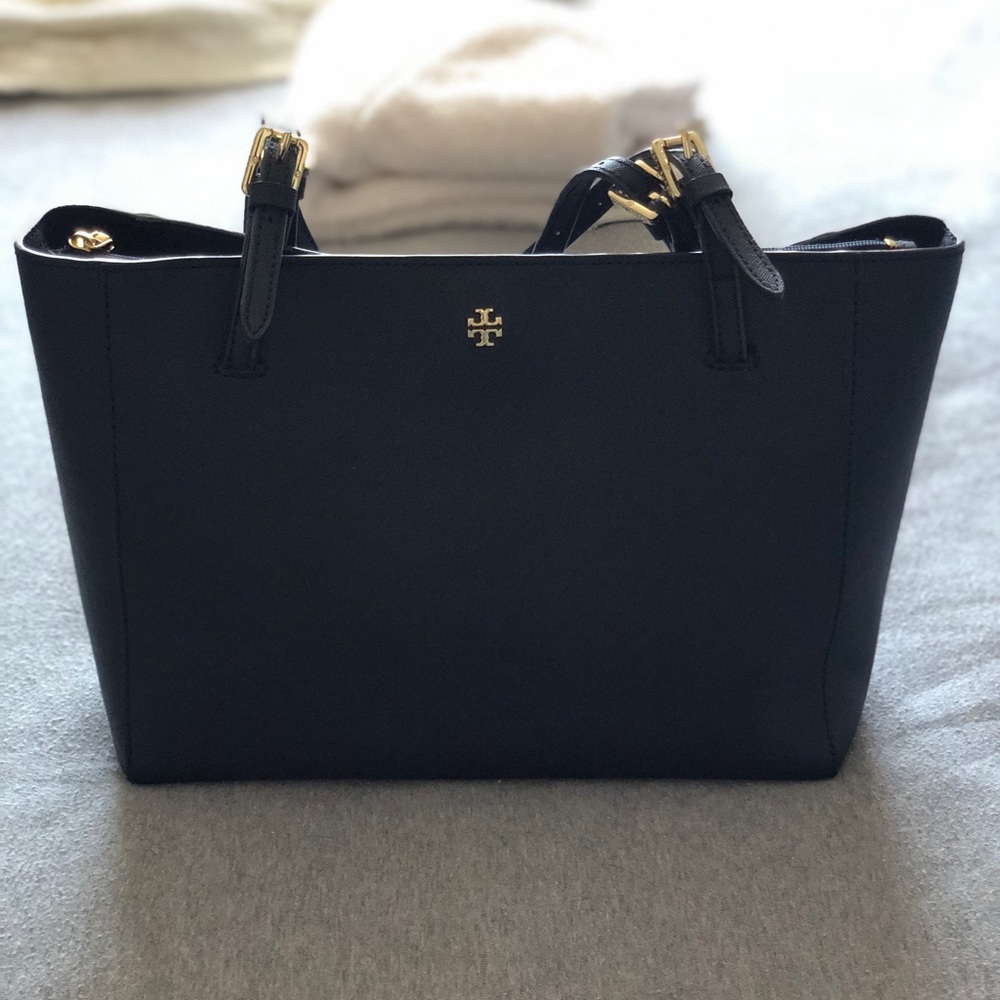 Tory Burch York Buckle Tote, Small in Navy Blue